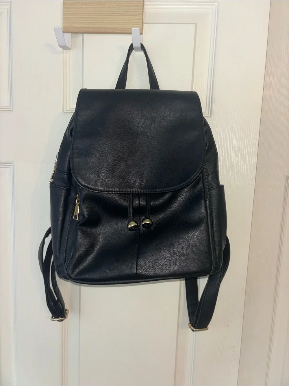 Classic Black Leather Women's Backpack